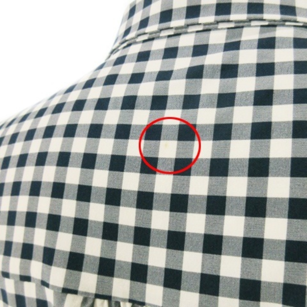 LOWRYS FARM(ローリーズファーム)のローリーズファーム シャツ 半袖 ペプラム ストレッチ チェック L 紺 レディースのトップス(シャツ/ブラウス(半袖/袖なし))の商品写真