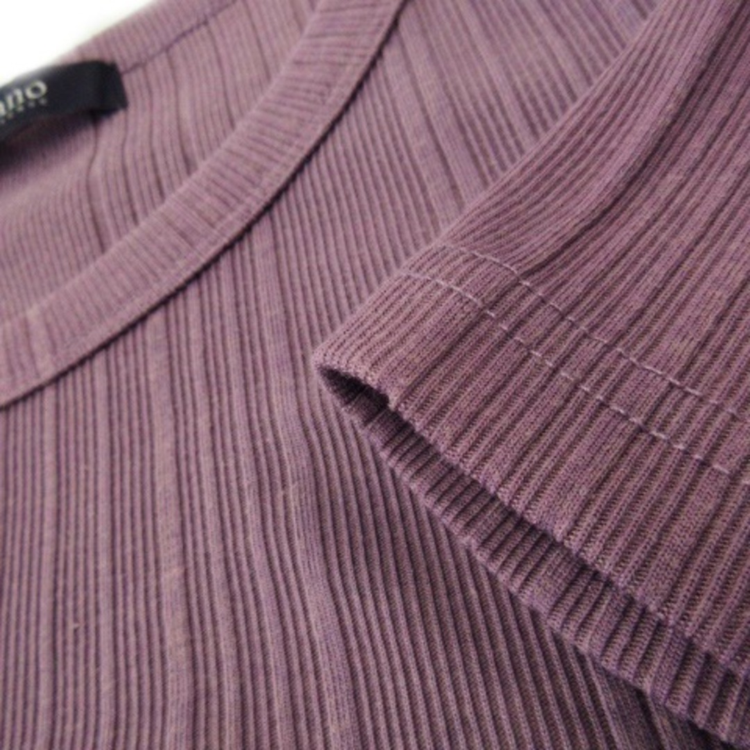 nano・universe(ナノユニバース)のナノユニバース カットソー  半袖 リブ 裾ラウンド 杢 ナチュラル F 紫 レディースのトップス(カットソー(半袖/袖なし))の商品写真