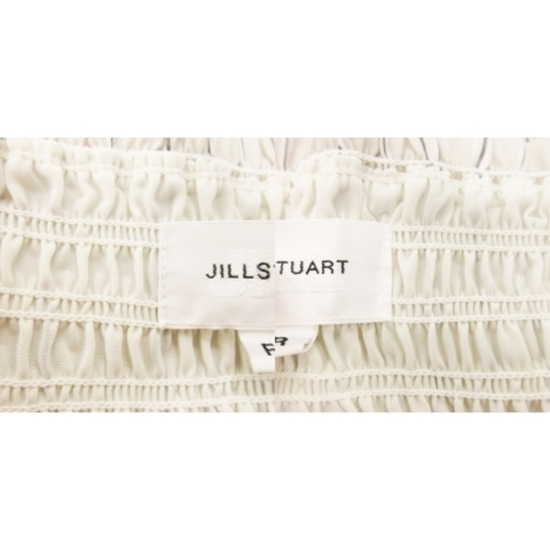 JILL by JILLSTUART(ジルバイジルスチュアート)のジルバイジルスチュアート ブラウス フリル シャーリング ストライプ FR 白 レディースのトップス(シャツ/ブラウス(半袖/袖なし))の商品写真