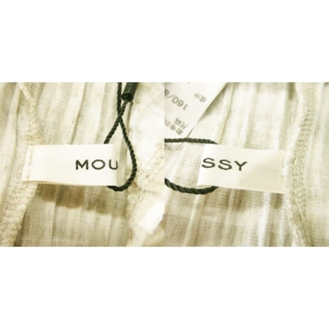 moussy(マウジー)のマウジー カットソー ニット 半袖 プリーツ ストレッチ チェック F ベージュ レディースのトップス(カットソー(半袖/袖なし))の商品写真