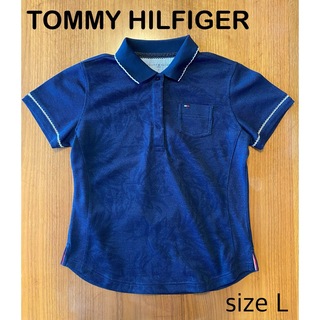 トミーヒルフィガー(TOMMY HILFIGER)のトミーヒルフィガー ゴルフウェア レディース ポロシャツ 半袖 サイズL 紺(ウエア)
