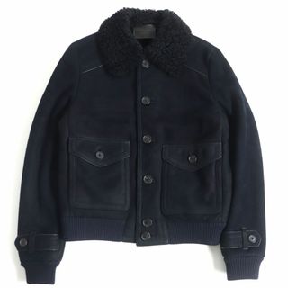 プラダ(PRADA)の美品□18AW PRADA/プラダ 無地 ムートンジャケット/ブルゾンジャケット ダークネイビー 44 イタリア製 正規品 メンズオススメ◎(その他)