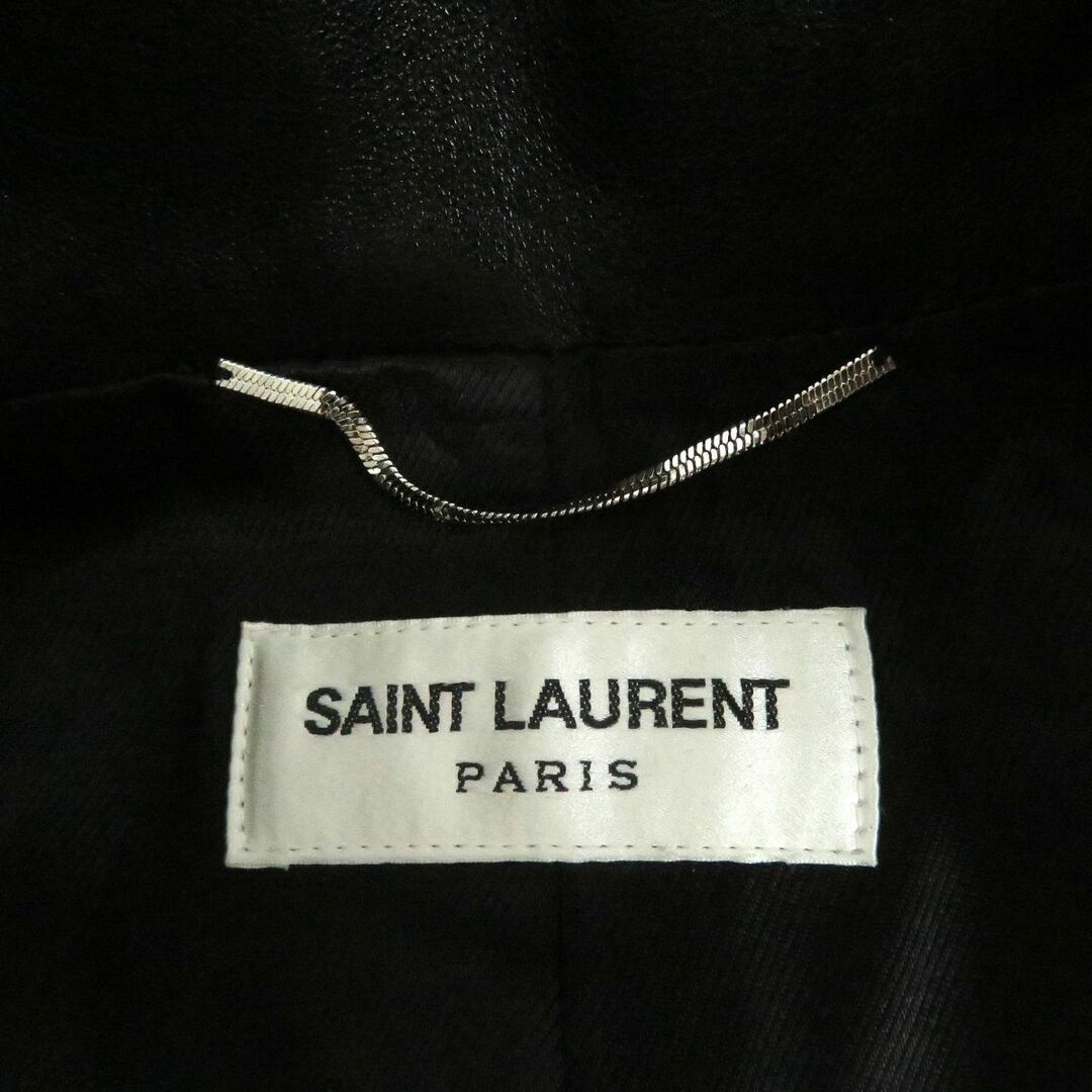 Saint Laurent(サンローラン)の極美品□2019年製 SAINT LAURENT PARIS/サンローランパリ 576665 ロゴボタン ラムスキン レザートレンチコート ブラック 42 伊製 正規品 メンズのジャケット/アウター(トレンチコート)の商品写真