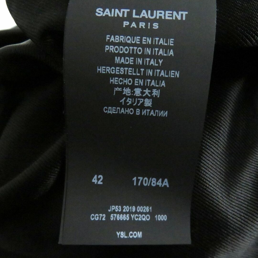 Saint Laurent(サンローラン)の極美品□2019年製 SAINT LAURENT PARIS/サンローランパリ 576665 ロゴボタン ラムスキン レザートレンチコート ブラック 42 伊製 正規品 メンズのジャケット/アウター(トレンチコート)の商品写真