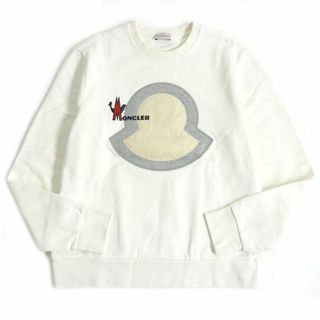 モンクレール(MONCLER)の美品□2018年製 MONCLER/モンクレール MAGLIA コットン ロングスリーブ/長袖 ロゴトレーナー/スウェット ホワイト XL メンズオススメ◎(スウェット)