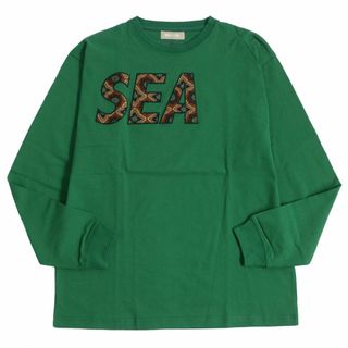 ウィンダンシー(WIND AND SEA)の未使用品□WIND AND SEA/ウィンダンシー WDS-CS-342 ロゴワッペン付き コットン ロングスリーブTシャツ/カットソー グリーン M 正規品(Tシャツ/カットソー(半袖/袖なし))