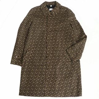 バーバリー(BURBERRY)の極美品□BURBERRY/バーバリー 8018265 TBモノグラム/総柄 ロゴボタン ナイロン ロング丈 カーコート/ステンカラーコート 茶 46 伊製 正規品(ステンカラーコート)