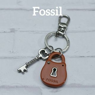 フォッシル(FOSSIL)の【匿名配送】フォッシル キーホルダー シルバー 南京錠 オレンジ(チャーム)