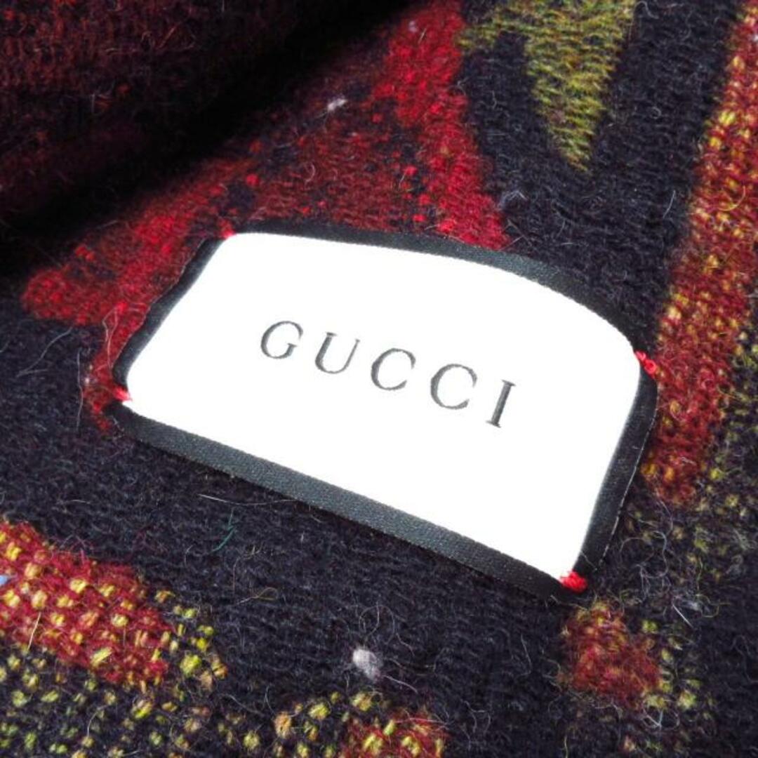 Gucci(グッチ)のGUCCI(グッチ) ブランケット美品  - ボルドー×カーキ×マルチ 花柄/フリンジ ウール キッズ/ベビー/マタニティのこども用ファッション小物(おくるみ/ブランケット)の商品写真