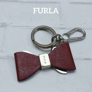 Furla - 【匿名配送】FURLA フルラ キーホルダー シルバー リボン 赤