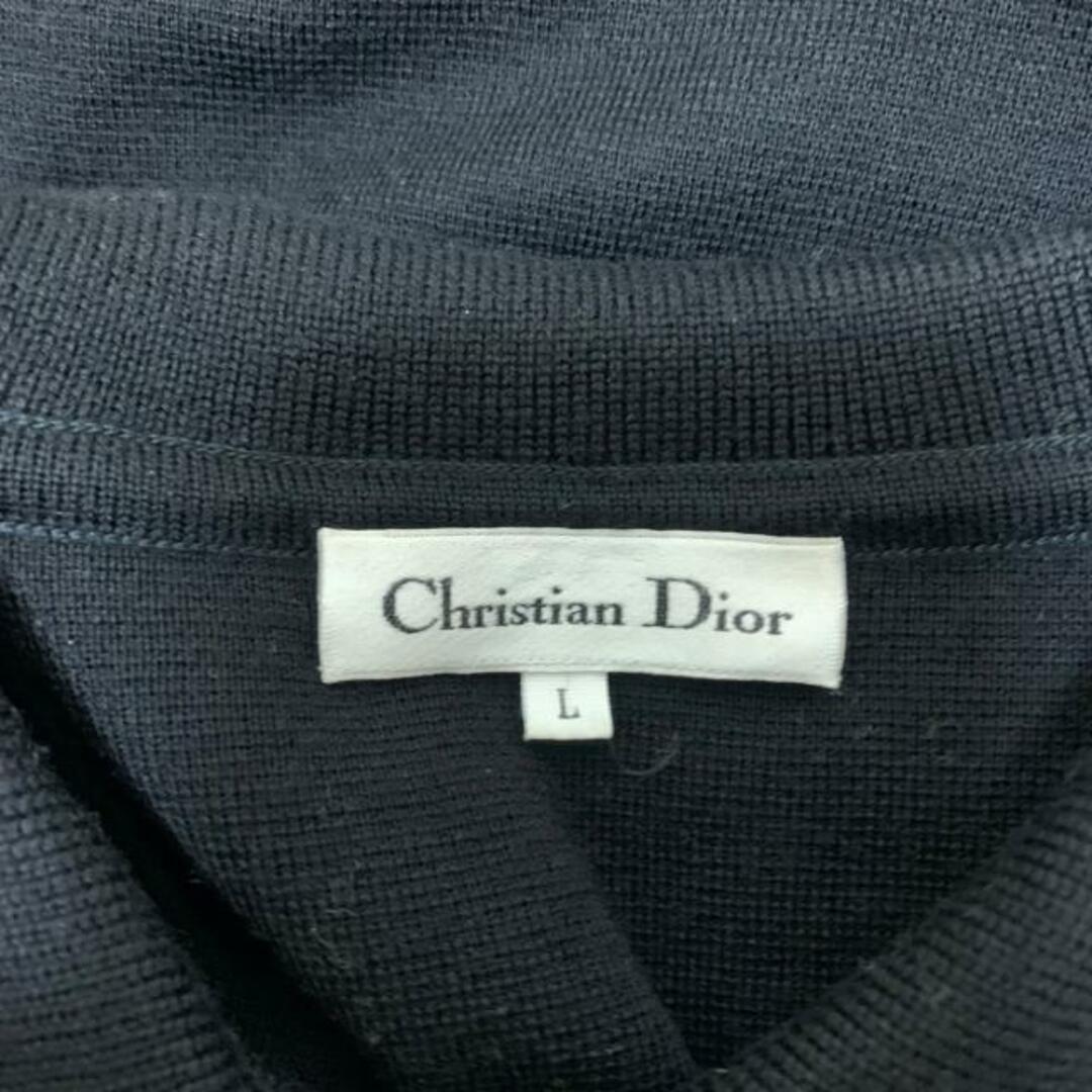 Christian Dior(クリスチャンディオール)のDIOR/ChristianDior(ディオール/クリスチャンディオール) ワンピース サイズL レディース - 黒 レギュラーカラー/長袖/ひざ丈/ニット レディースのワンピース(その他)の商品写真