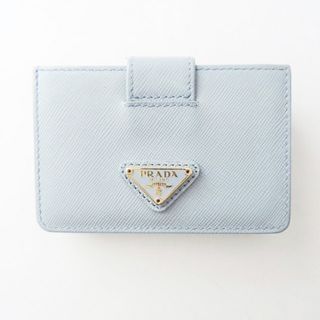 PRADA プラダ サフィアーノ メタルロゴ レザー カードケース ブルー 未使用保管品 m12124