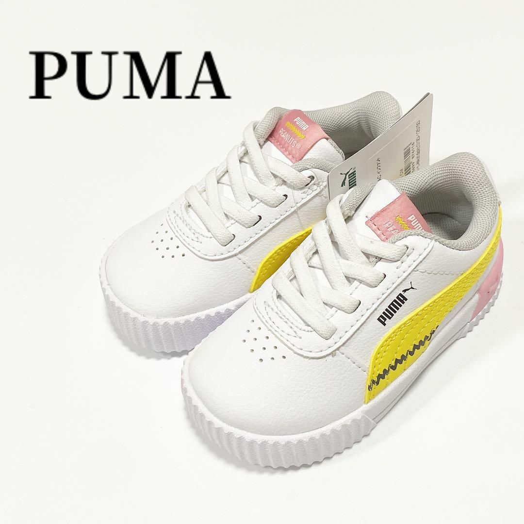 PUMA(プーマ)のPUMAプーマSNOOPYコラボスニーカー白靴ベビーシューズ14.0cm キッズ/ベビー/マタニティのベビー靴/シューズ(~14cm)(スニーカー)の商品写真