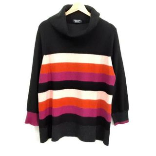 ソニアリキエル(SONIA RYKIEL)のSONIARYKIEL(ソニアリキエル) 長袖セーター サイズ46 XL レディース美品  - 黒×ピンク×マルチ タートルネック/カシミヤ/ボーダー(ニット/セーター)