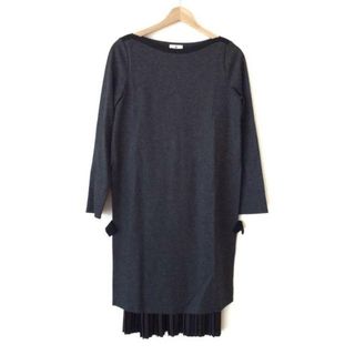 ランバンオンブルー(LANVIN en Bleu)のLANVIN en Bleu(ランバンオンブルー) ワンピース サイズ38 M レディース - ダークグレー×黒 クルーネック/長袖/ロング/プリーツ(その他)