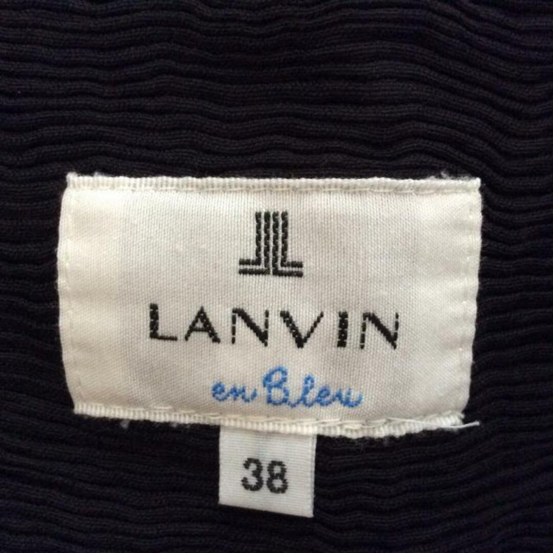 LANVIN en Bleu(ランバンオンブルー)のLANVIN en Bleu(ランバンオンブルー) 半袖カットソー サイズ38 M レディース - 黒 クルーネック/オフショルダー/ショート丈 レディースのトップス(カットソー(半袖/袖なし))の商品写真
