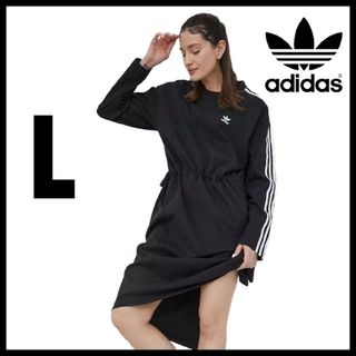 アディダス(adidas)のadidas★ルーズフィット ワンピース★チュニック★ドレス★黒★L★レディース(ロングワンピース/マキシワンピース)