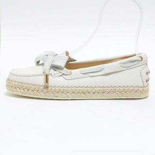 トッズ(TOD'S)のTOD'S(トッズ) ドライビングシューズ 36 1/2 レディース美品  - 白 リボン レザー(その他)