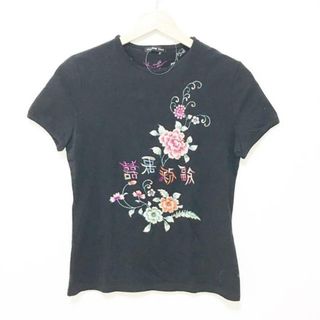 ヴィヴィアンタム(VIVIENNE TAM)のVIVIENNE TAM(ヴィヴィアンタム) 半袖Tシャツ サイズ1 S レディース - 黒×白×マルチ クルーネック/刺繍/花柄(Tシャツ(半袖/袖なし))