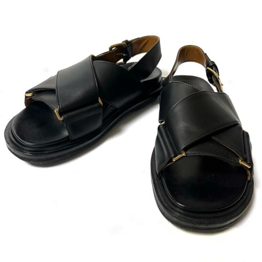 MARNI(マルニ) サンダル 37 レディース - 黒 レザー MARNI(マルニ) サンダル 37 レディース - 黒 レザー