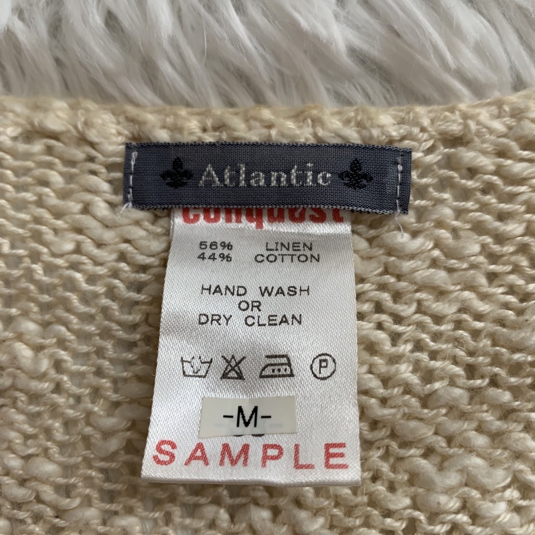 VINTAGE(ヴィンテージ)のVネック ニット カーディガン 麻 リネン混 薄手 長袖 羽織り 古着 メンズのトップス(カーディガン)の商品写真