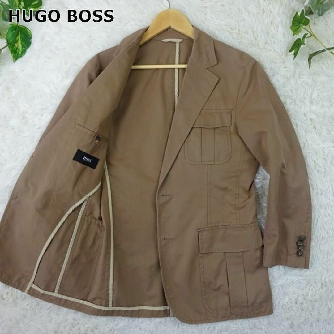 HUGO BOSS(ヒューゴボス)のヒューゴボス　コットン　テーラードジャケット　44　キャメル メンズのジャケット/アウター(テーラードジャケット)の商品写真