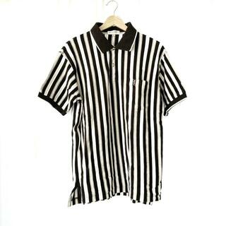 サンローラン(Saint Laurent)のYvesSaintLaurent(イヴサンローラン) 半袖ポロシャツ サイズL メンズ - 黒×白×グレー ストライプ(ポロシャツ)