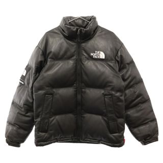 シュプリーム(Supreme)のSUPREME シュプリーム 17AW×THE NORTH FACE Leather Nuptse Jacket ザノースフェイス レザーヌプシジャケット ジップアップダウン ブルゾン ブラック ND91702I(ダウンジャケット)