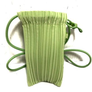 プリーツプリーズイッセイミヤケ(PLEATS PLEASE ISSEY MIYAKE)のPLEATS PLEASE(プリーツプリーズ) ショルダーバッグ美品  プリーツミニポシェット PP32AG535 ライムイエロー(ライトグリーン) プリーツ/ミニバッグ/巾着型 ポリエステル(ショルダーバッグ)