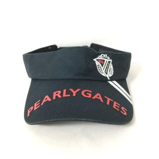 PEARLY GATES(パーリーゲイツ) サンバイザー FR - ダークネイビー×レッド×白 コットン×ポリエステル