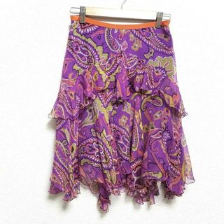 エトロ(ETRO)のETRO(エトロ) ミニスカート サイズ40 M レディース - パープル×マルチ シルク/ペイズリー柄(ミニスカート)