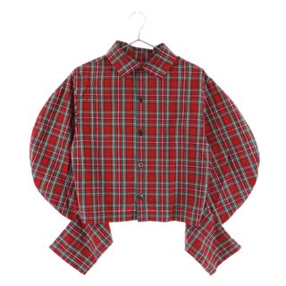 コムデギャルソン(COMME des GARCONS)のtricot COMME des GARCONS トリコ コム デ ギャルソン 21AW タータンチェック変形デザイン長袖シャツ TH-B002 AD2021 レッド レディース(シャツ/ブラウス(長袖/七分))