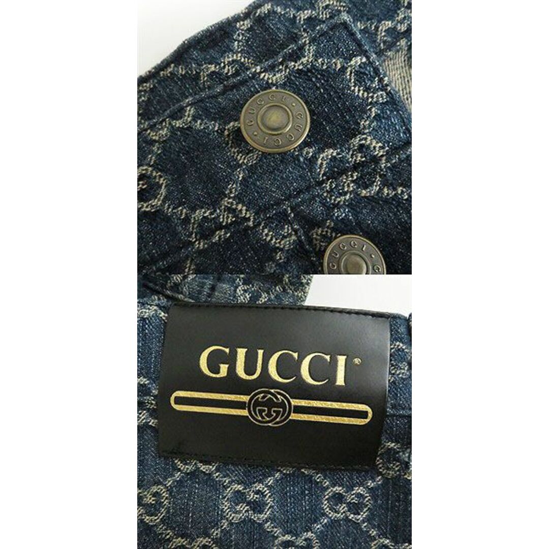 Gucci(グッチ)の美品□グッチ 649089 エコウォッシュド GG総柄 ボタンフライ レザーパッチ フレアデニムパンツ/ジーンズ ブルー 30 イタリア製 正規品 箱付 メンズのパンツ(デニム/ジーンズ)の商品写真