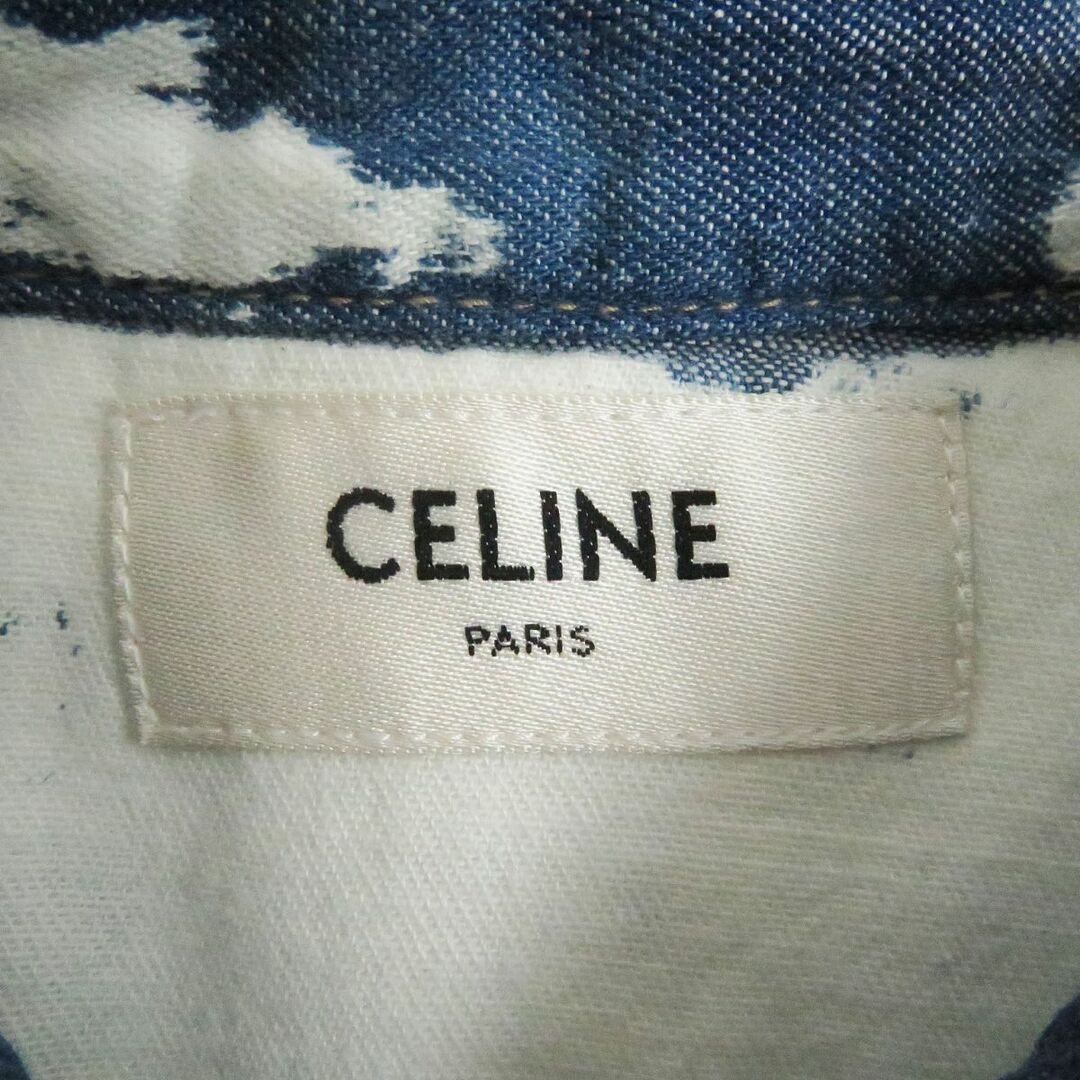 celine(セリーヌ)の美品□21SS CELINE/セリーヌ 2T103951M ブリーチデニム ルーズ ロングスリーブ 長袖 ウエスタンシャツ ブルー/ホワイト XS 日本製 正規品 メンズのトップス(シャツ)の商品写真