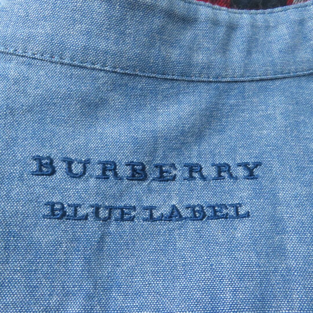 BURBERRY BLUE LABEL(バーバリーブルーレーベル)の未使用品★正規品 バーバリーブルーレーベル E1M44-841-15 ロゴ刺繍入 ベルト付き チェック柄 シャツワンピース／チュニック 赤×紺×白 38 レディースのワンピース(その他)の商品写真