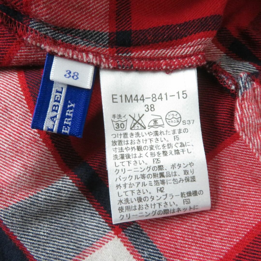 BURBERRY BLUE LABEL(バーバリーブルーレーベル)の未使用品★正規品 バーバリーブルーレーベル E1M44-841-15 ロゴ刺繍入 ベルト付き チェック柄 シャツワンピース／チュニック 赤×紺×白 38 レディースのワンピース(その他)の商品写真