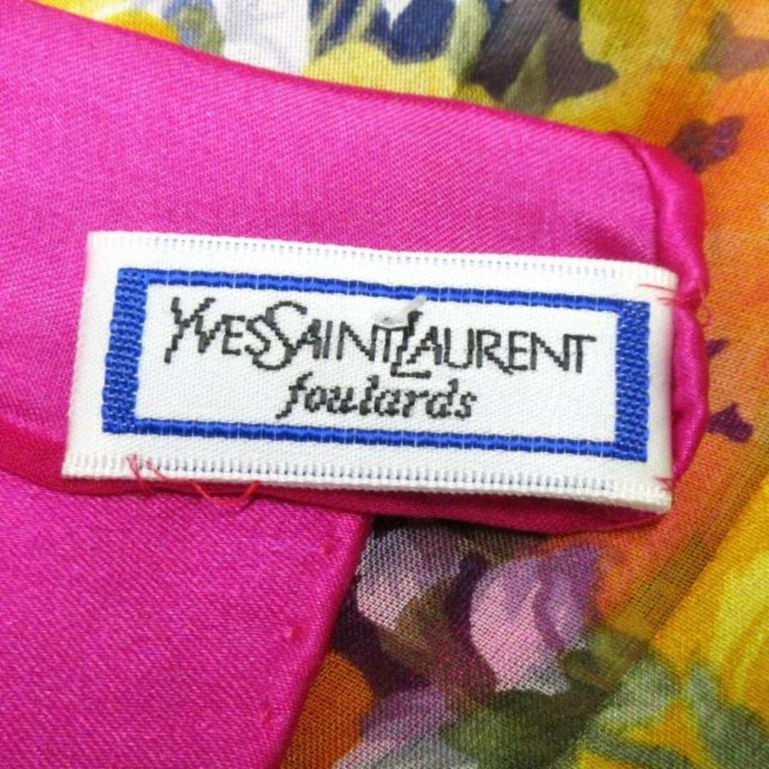 Saint Laurent(サンローラン)のYvesSaintLaurent(イヴサンローラン) スカーフ美品  - ピンク×イエロー×マルチ 花柄 レディースのファッション小物(バンダナ/スカーフ)の商品写真