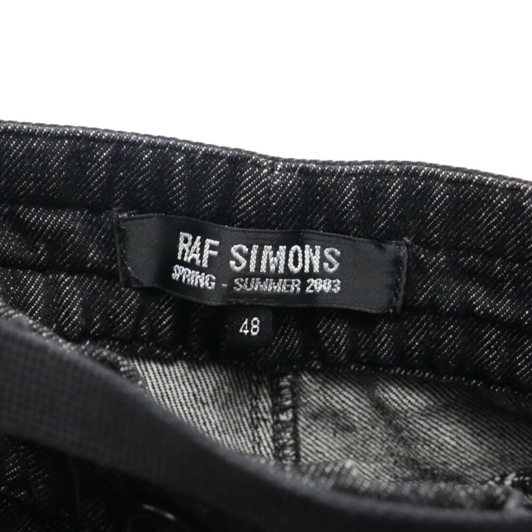 RAF SIMONS(ラフシモンズ)のRAF SIMONS ラフシモンズ 03SS 消費者期 Bondage Denim ARCHIVE ボンテージデニムパンツ アーカイブ ブラック メンズのパンツ(デニム/ジーンズ)の商品写真