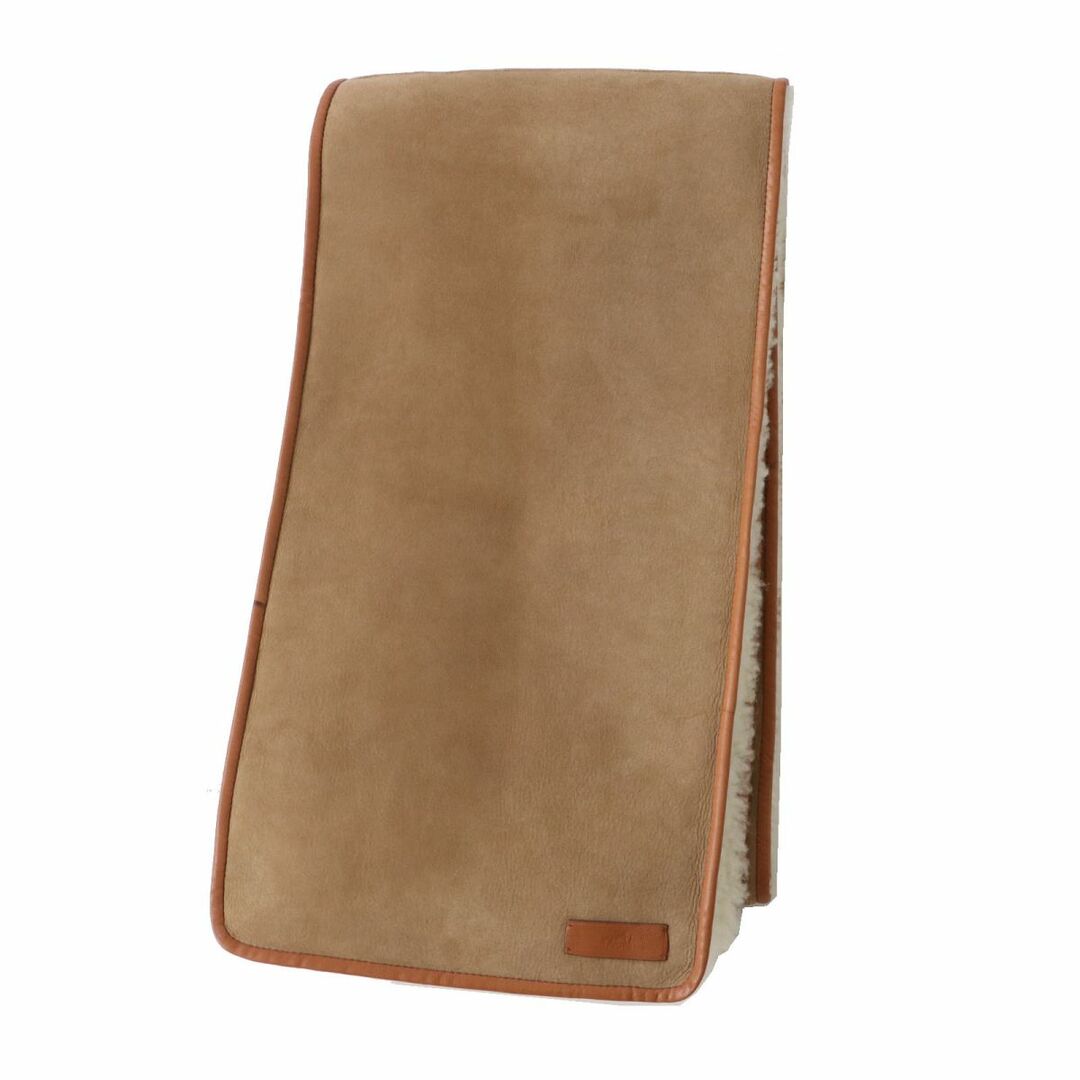 HERMES - 極美品◎正規品 フランス製 HERMES エルメス レザートリミング ムートン ショール／マフラー 24×183cm ブラウン 茶 定価550000円 箱付き
