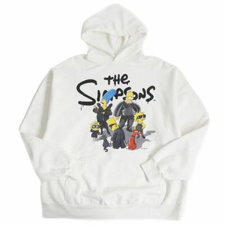 バレンシアガ(BALENCIAGA)の美品□22SS BALENCIAGA バレンシアガ×ザ・シンプソンズ 675003 クラックプリント プルオーバー スウェットパーカー/フーディー 白 L 正規(パーカー)