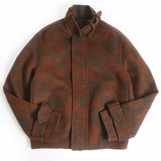 ルイヴィトン(LOUIS VUITTON)の極美品□22SS ルイヴィトン 1A9JZ6 ウール×シルク WZIP/ロゴボタン ジャガード モノグラムフラワー ブルゾンジャケット 茶 44 伊製 正規品(ブルゾン)