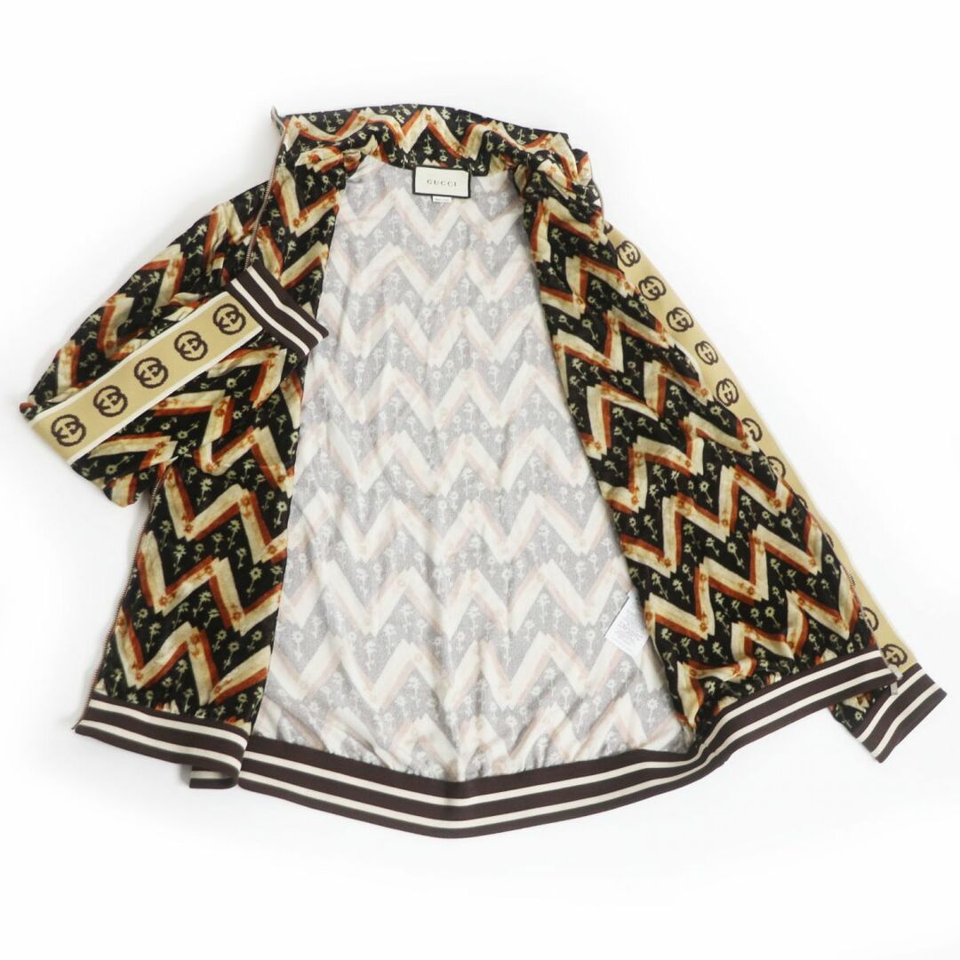 Gucci(グッチ)の極美品□20SS GUCCI/グッチ 598730 CHEVRON DAISY JACKET インターロッキングG シルク混 ベロア トラックジャケット/ブルゾン 茶系 L 正規 メンズのジャケット/アウター(ブルゾン)の商品写真