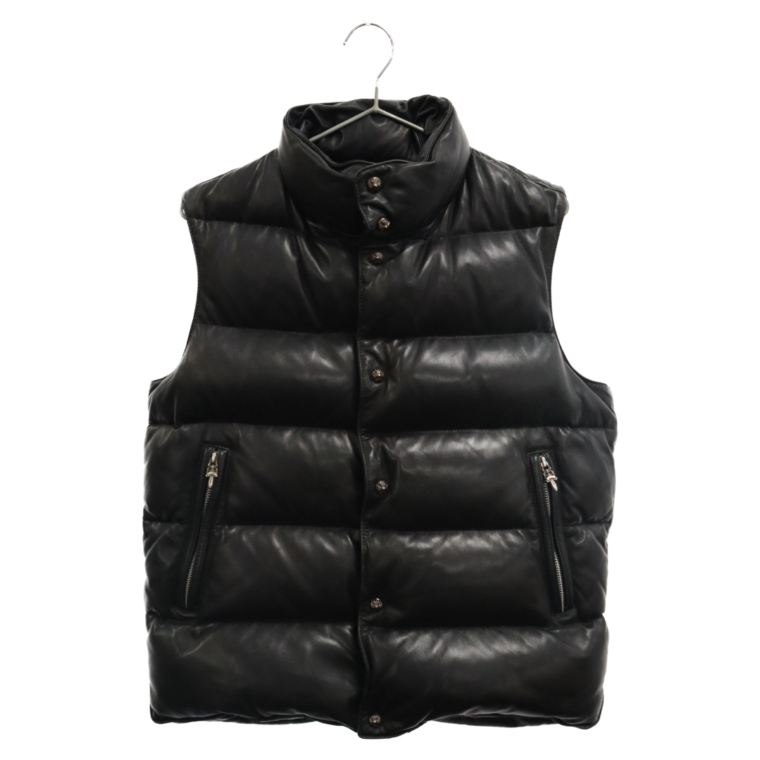 Chrome Hearts(クロムハーツ)のCHROME HEARTS クロムハーツ STIFF VEST スティッフ クロスボールボタンレザーダウンベスト ブラック XS メンズのトップス(ベスト)の商品写真