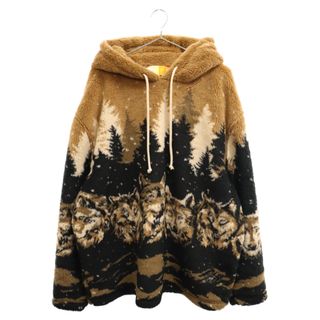 KITH キス 22AW Merrick Wolves Sherpa Hoodie ウルフデザイン フリース プルオーバーパーカー フーディ ブラック KHM030676(パーカー)