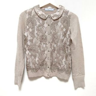 ブルマリン(Blumarine)のBLUMARINE(ブルマリン) カーディガン サイズ38 S レディース - ベージュ×グレーベージュ 長袖/レース/ラメ(カーディガン)