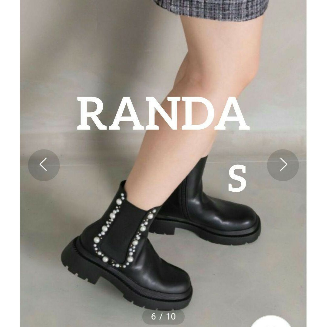 RANDA(ランダ)の♥️完売品♥️大人気【RANDA】Sブラック パール×スタッズサイドゴアブーツ レディースの靴/シューズ(ブーツ)の商品写真