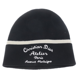ディオール(Dior)のDIOR ディオール アトリエロゴ刺繍ビーニー ニットキャップ 帽子 31CMB06AT522 ブラック(ニット帽/ビーニー)