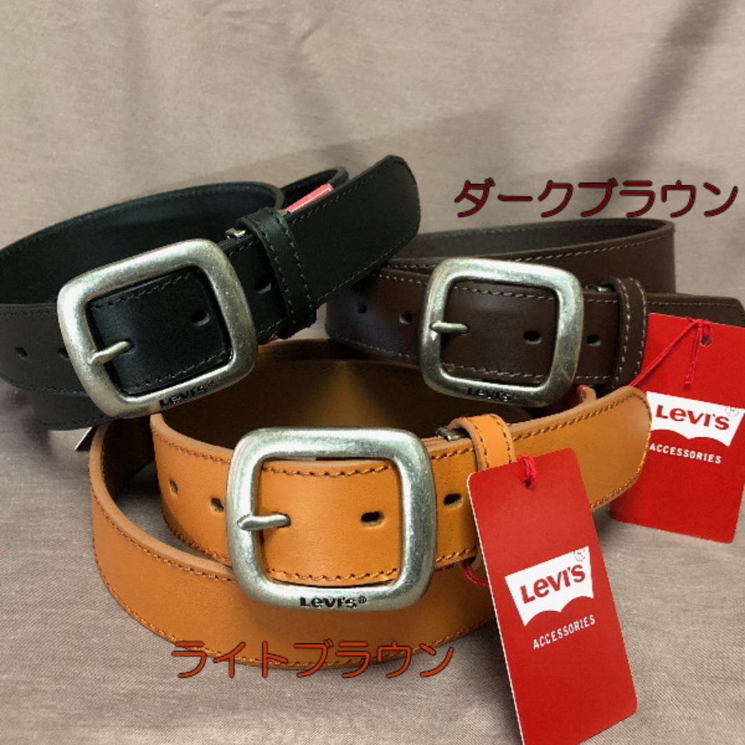 Levi's(リーバイス)の6021 黒 本革ベルト リーバイス  35mm 新品 ブラック ゴルフ メンズのファッション小物(ベルト)の商品写真