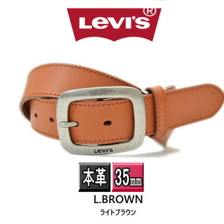 Levi's - 6491 薄茶 リーバイス 本革 ベルト 35mm ライトブラウン