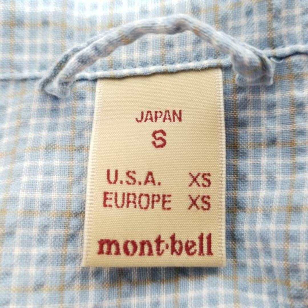 mont bell(モンベル)のmont-bell(モンベル) 半袖シャツブラウス サイズS レディース - ライトブルー×白×ダークイエロー チェック柄 レディースのトップス(シャツ/ブラウス(半袖/袖なし))の商品写真